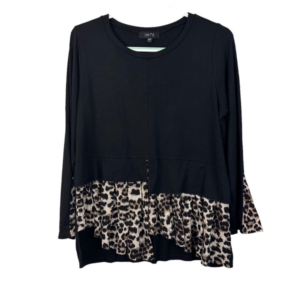 Comfy USA Black Asymmetrical Tunic Top